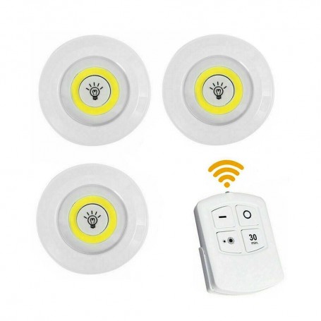 FARETTO A LED COB LUCE BIANCA 3 FARETTI CON TELECOMANDO CASA CUCINA NEGOZIO