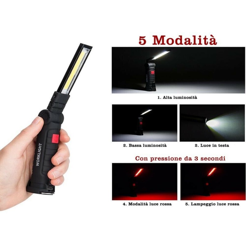 2000LM Faro Super Luminoso 9 Led USB Ricaricabile Sensore Di Movimento Faro Luce Di Ricerca Portatile Per La Pesca Campeggio All'aperto - Foto 6