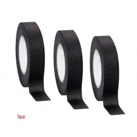 3 ROTOLI NASTRO TELATO ISOLANTE PER CABLAGGIO CAVI ELETTRICI ROTOLO 18MM NERO