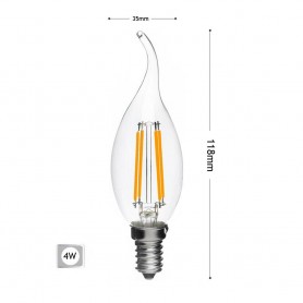 LAMPADINA LED SOFFIO DI VENTO 4W FILAMENTO TRASPARENTE E14 4 W C35A-TC