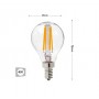 LAMPADINA LED 4W LUCE CALDA FILAMENTO IN VETRO TRASPARENTE E14 4 W G45A-TC