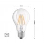 LAMPADINA LED LUCE CALDA 4W FILAMENTO IN VETRO TRASPARENTE E27 4 W E 27 A60-T4C