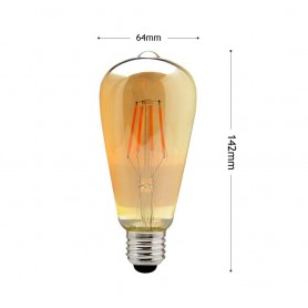 LAMPADINA LED LUCE CALDA 8W FILAMENTO IN VETRO AMBRATO VINTAGE E27 8 W T64-OC