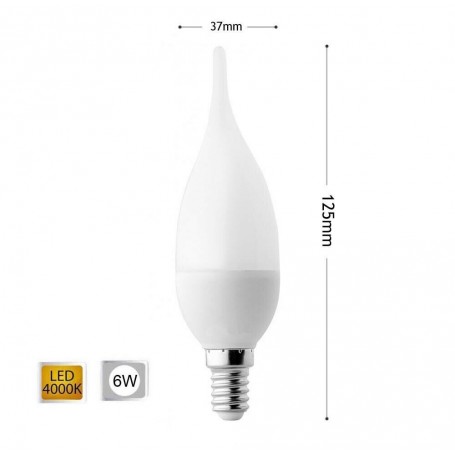 LAMPADINA LED 6 W SOFFIO COLPO DI VENTO LUCE NATURALE E14 6W C37