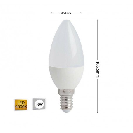 LAMPADINA LED 8 W OLIVA LUCE NATURALE E14 CANDELA 8W E 14 C36