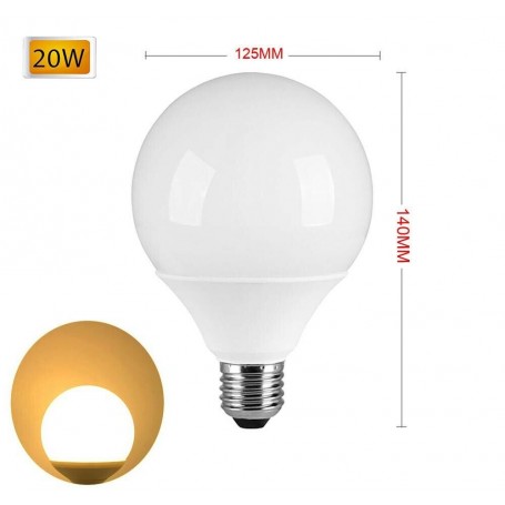 LAMPADINA LED 20 W LAMPADA GLOBO SFERA LUCE CALDA E27 G125