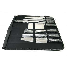 SET COLTELLI DA CUCINA 8 PEZZI IN ACCIAIO AFFILA COLTELLO TAGLIA PANE CARNE