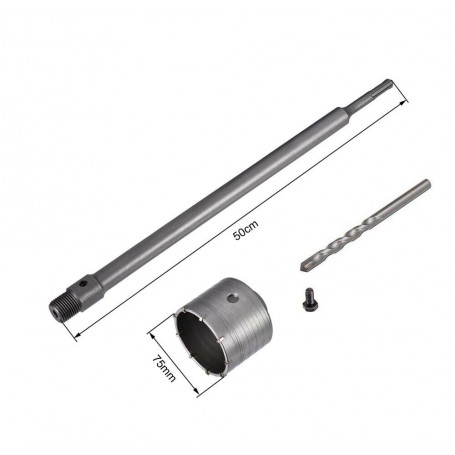 FRESA A TAZZA 75 MM ASTA PROLUNGA 50 . CM PER TRAPANO ATTACCO SDS PLUS