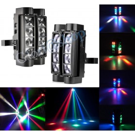 FARO 8 LED RGB DA DISCOTECA LUCE . ROTANTE EFFETTI STROBO RITMO DI MUSICA CREE DMX