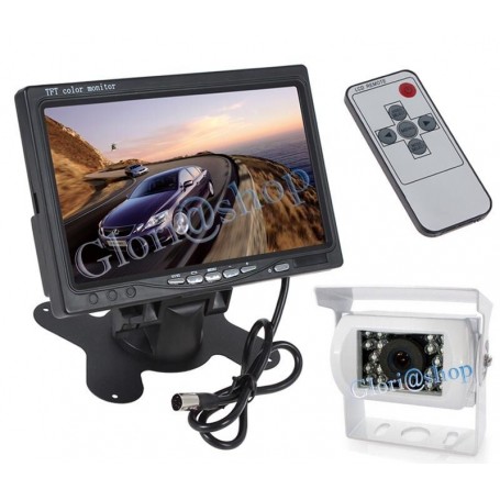 KIT MONITOR 7" LCD TELECAMERA 18 LED . RETROMARCIA AUTO CAMERA CCD RETROCAMERA