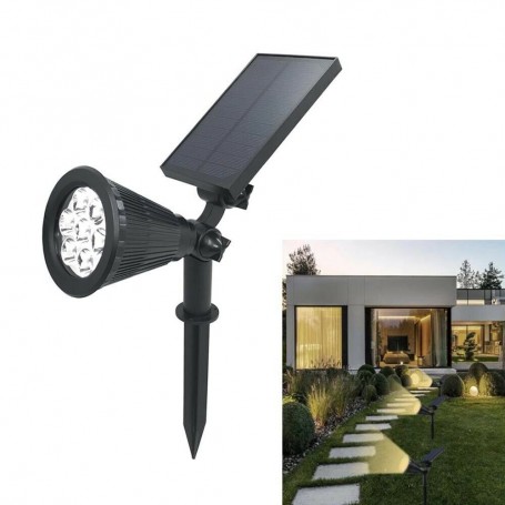 FARO LED PANNELLO SOLARE FARETTO . RICARICABILE 7 W LUCE CALDA DA GIARDINO