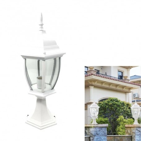 LAMPIONCINO DA CANCELLO LAMPIONE PER GIARDINO LANTERNA IN VETRO E27 BIANCO ES45