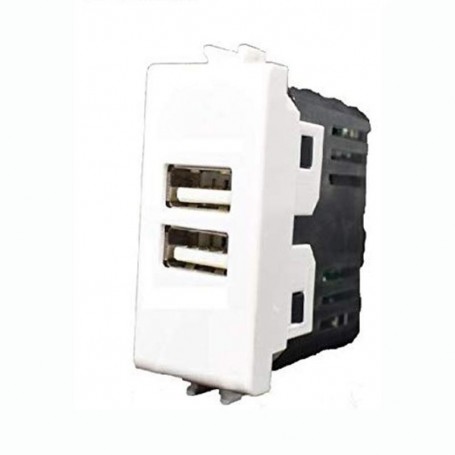 PRESA USB DOPPIA COLORE BIANCO COMPATIBILE MATIX