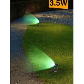 FARETTO LED COB 3.5 W PROIETTORE DA GIARDINO STAFFA A PARETE LUCE VERDE