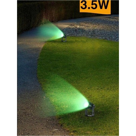 FARETTO LED COB 3.5 W PROIETTORE DA GIARDINO STAFFA A PARETE LUCE VERDE