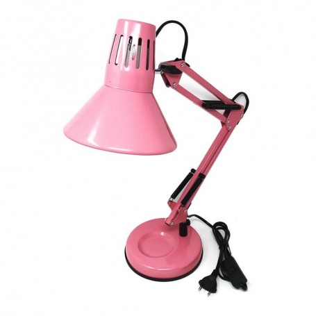 LUMETTO DA TAVOLO SCRIVANIA LUME BRACCIO SNODABILE MORSETTO LAMPADA ROSA