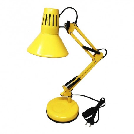 LAMPADA LUME DA TAVOLO SCRIVANIA LUMETTO BRACCIO SNODABILE MORSETTO COLOR GIALLO