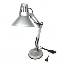 LAMPADA DA TAVOLO SCRIVANIA LUMETTO BRACCIO SNODABILE MORSETTO COLOR SILVER