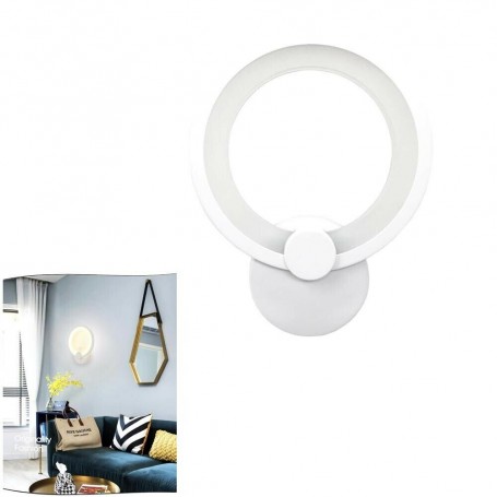 APPLIQUE LED ANELLO IN VETRO A PARETE LUCE NATURALE 4000K LAMPADA INTERNO 9W