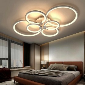 PLAFONIERA LED DA SOFFITTO LAMPADARIO MODERNO 6 ANELLI 51 W LUCE CALDA