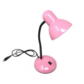 LUMETTO DA SCRIVANIA BRACCIO SNODABILE LAMPADA PORTA LAMPADINA E27 LUME ROSA