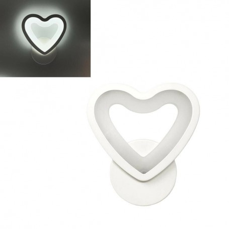 APPLIQUE LED CUORE IN VETRO A PARETE LAMPADA LUCE BIANCA 6500K 6 W