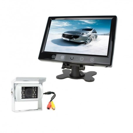 AUTO KIT MONITOR LCD 9" VIDEO AV1 AV2 TELECAMERA 18 LED PER RETROMARCIA AUTO