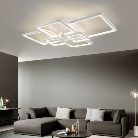 PLAFONIERA LED 70 WATT LUCE NATURALE LAMPADARIO 6 QUADRATI QUADRATO MODERNO