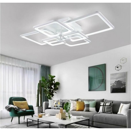 PLAFONIERA LED LUCE BIANCA 6500K LAMPADARIO 6 QUADRATI 70 WATT QUADRATO MODERNO