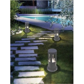 LAMPIONCINO DA TERRA LAMPADA 12 W LED LUCE NATURALE LAMPIONE GRIGIO PER GIARDINO