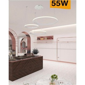 LAMPADARIO A SOSPENSIONE 3 ANELLI LED 55 WATT LUCE NATURALE 4000K STILE MODERNO