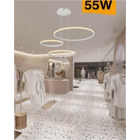 LAMPADARIO A SOSPENSIONE 3 ANELLI LED 55 WATT LUCE CALDA 3000K STILE MODERNO