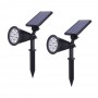 COPPIA FARO CON PANNELLO SOLARE RICARICABILE 7 WATT FARETTO LUCE BIANCA GIARDINO