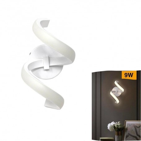 APPLIQUE A SPIRALE DA PARETE INTERNO LED LUCE CALDA 9 WATT E58-BC