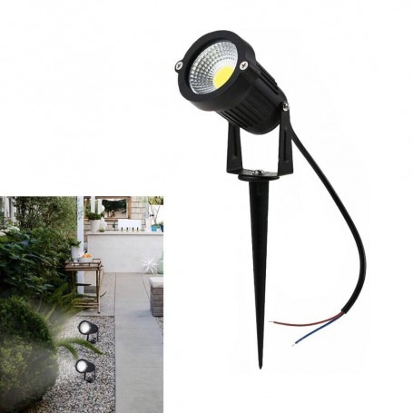 FARETTO LED 5 W LUCE BIANCA PROIETTORE CON PICCHETTO DA TERRA GIARDINO STAFFA ES06-NF