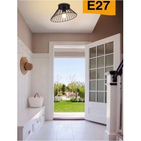 PLAFONIERA LAMPADARIO IN METALLO PORTA LAMPADINA E27 STILE MODERNO NERO C70N