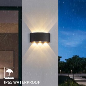 APPLIQUE LED LUCE NATURALE 4000K LAMPADA 16 W 6 COB DA PARETE IP65 NERO