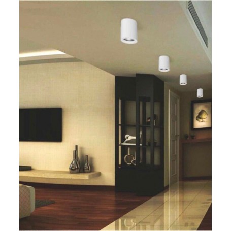 PORTAFARETTO DA SOFFITTO IN GESSO ATTACCO GU10 PORTA FARETTO A CILINDRO BIANCO