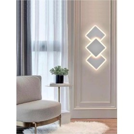 APPLIQUE LED LUCE BIANCA CALDA NATURALE 14 W LAMPADA DA PARETE 3 ROMBI IN VETRO