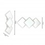 APPLIQUE LED LUCE BIANCA CALDA NATURALE 14 W LAMPADA DA PARETE 3 ROMBI IN VETRO