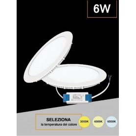 PANNELLO LED A INCASSO FARETTO SLIM 6 WATT 3 COLORI LUCE BIANCA CALDA NATURALE