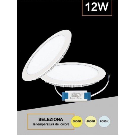 PANNELLO LED A INCASSO FARETTO SLIM 12 WATT 3 COLORI LUCE BIANCA CALDA NATURALE