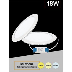 PANNELLO LED A INCASSO FARETTO SLIM 18 WATT 3 COLORI LUCE BIANCA CALDA NATURALE