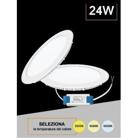 PANNELLO LED A INCASSO FARETTO SLIM 24 WATT 3 COLORI LUCE BIANCA CALDA NATURALE