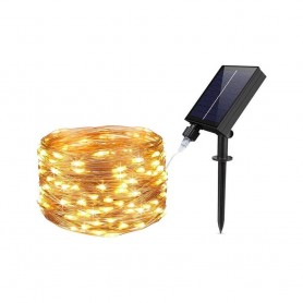 CATENA LUMINOSA 30 MT LUCI NATALIZI PANNELLO SOLARE MINILUCCIOLA 300 LED CALDA