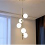 LAMPADARIO A SOSPENSIONE 5 SFERE IN VETRO ATTACCO G9 MODERNO COLOR BRONZO