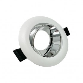 PORTAFARETTO ORIENTABILE INCASSO SOFFITTO SUPPORTO TONDO FARETTO BIANCO ARGENTO