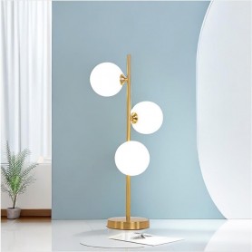 LAMPADA DA TAVOLO TERRA 3 SFERE SFERA COLORE BIANCO STELO G9 LUME BRONZO D33