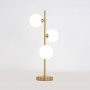 LAMPADA DA TAVOLO TERRA 3 SFERE SFERA COLORE BIANCO STELO G9 LUME BRONZO D33