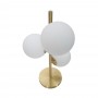 LAMPADA DA TAVOLO TERRA 3 SFERE SFERA COLORE BIANCO STELO G9 LUME BRONZO D33